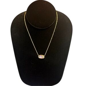 Kendra Scott Elisa 14 Gold Chain Necklace with Lilac Abalone Oval Pendant